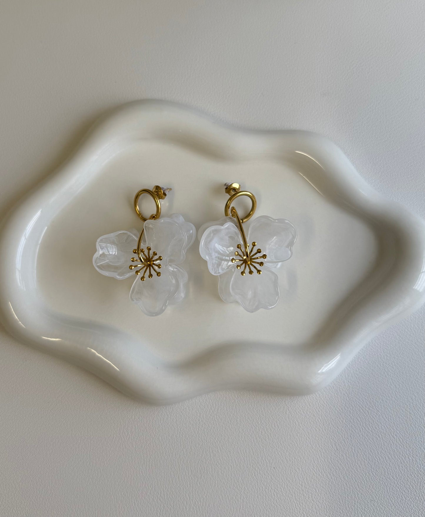 White Flower Earrings