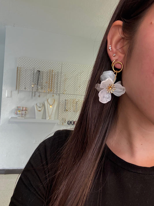White Flower Earrings