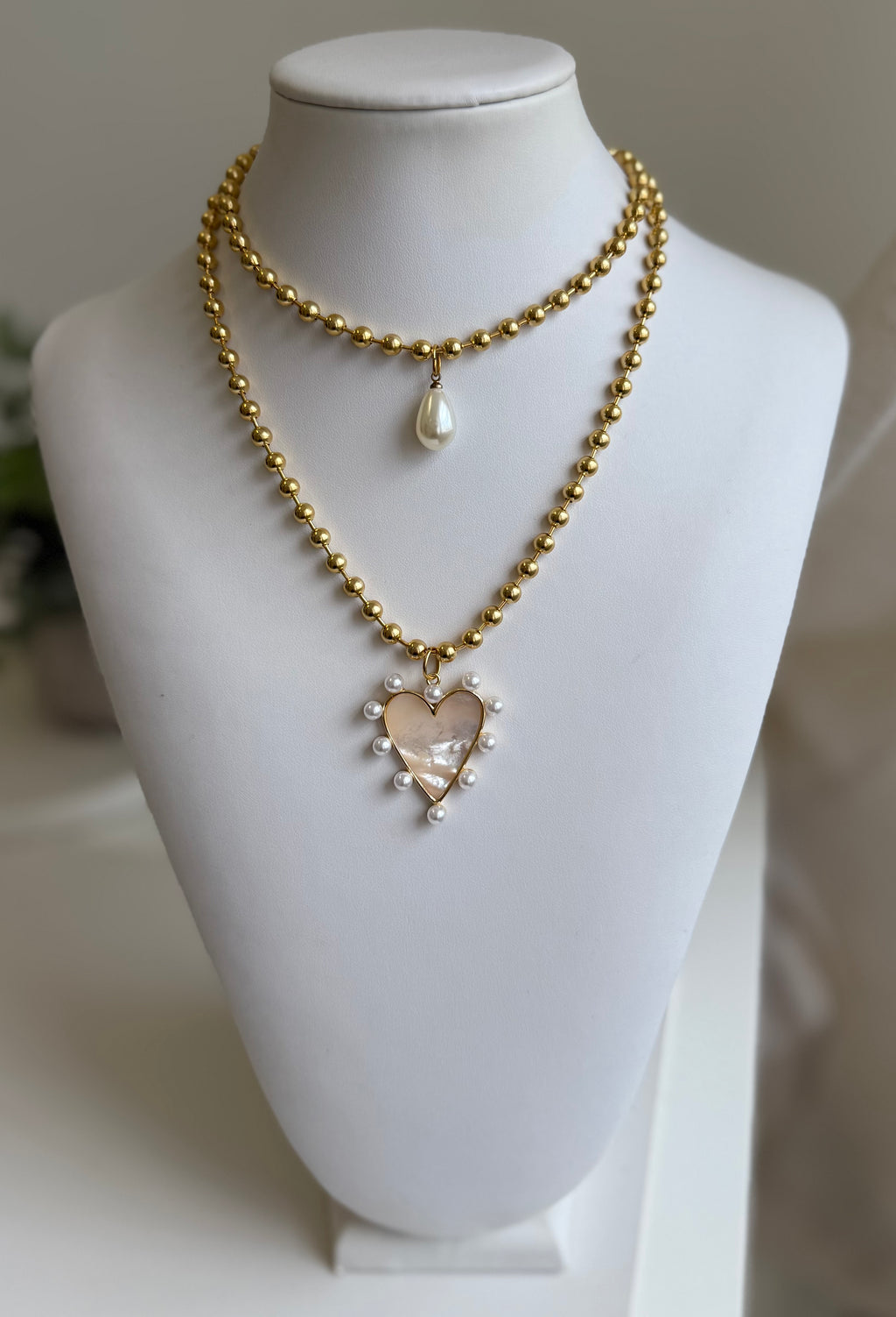 Corazón Perlado Chain