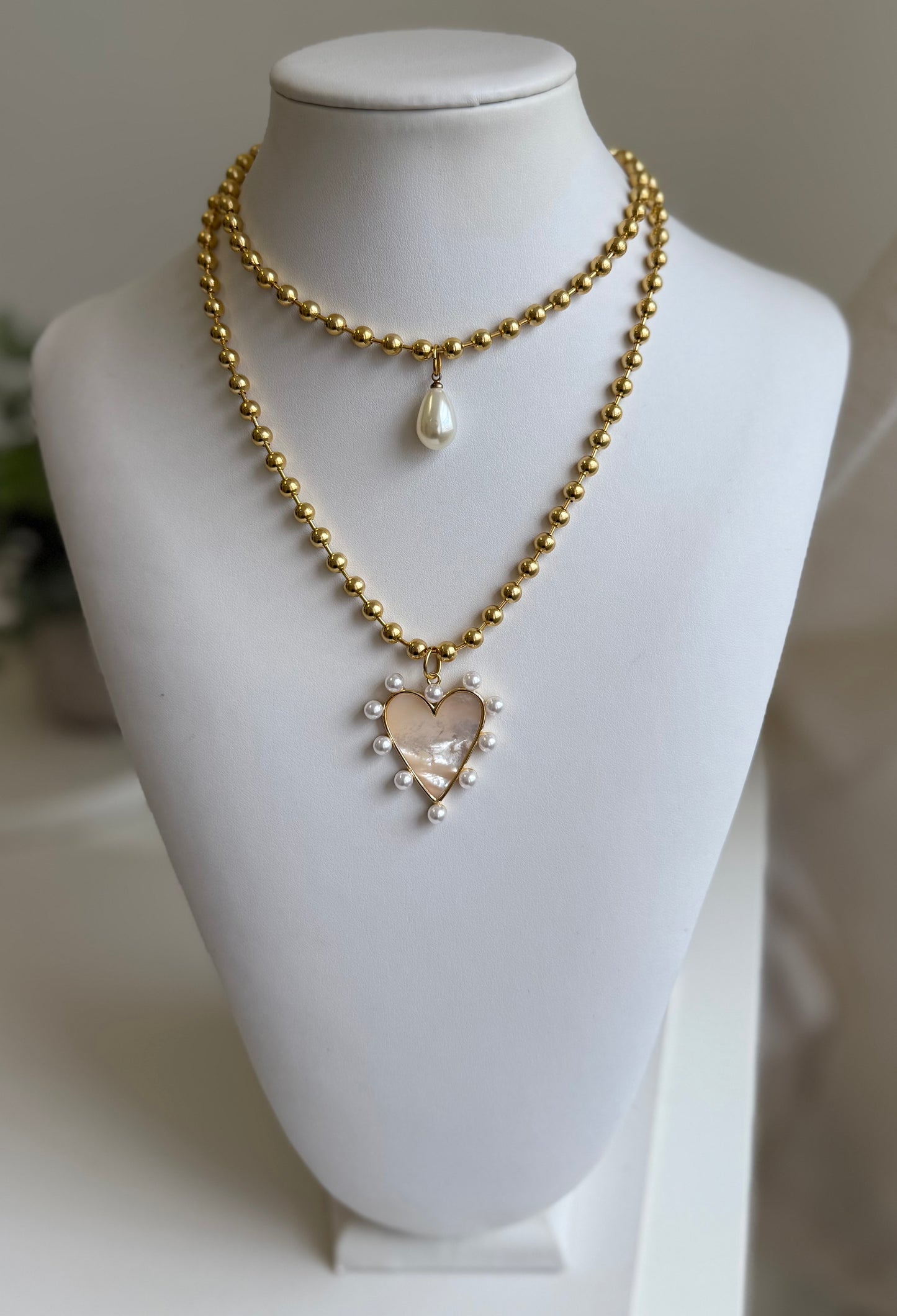 Corazón Perlado Chain