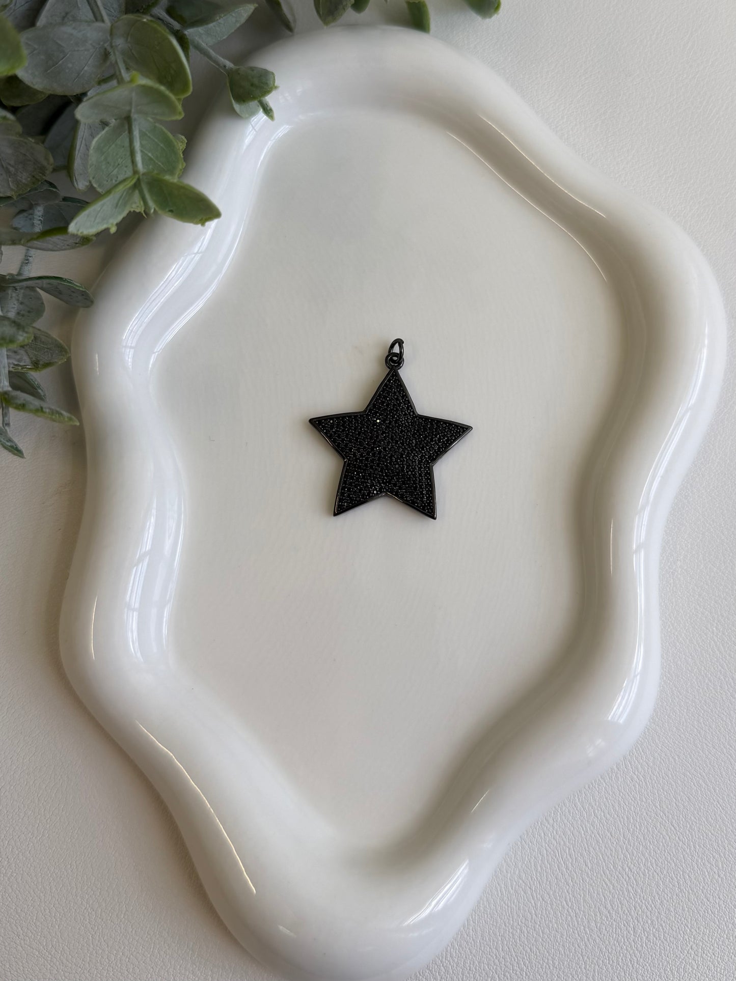 Black & Gold Sparkle Star Charm