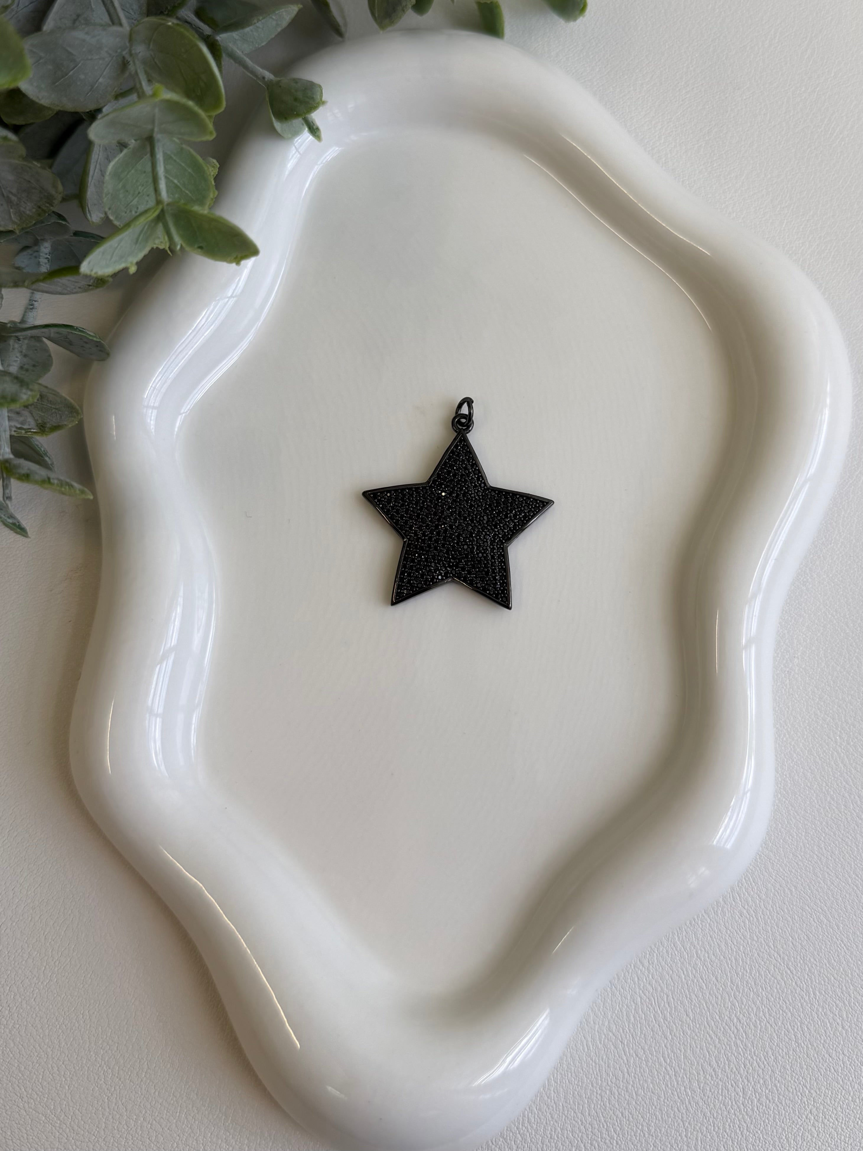 Black & Gold Sparkle Star Charm