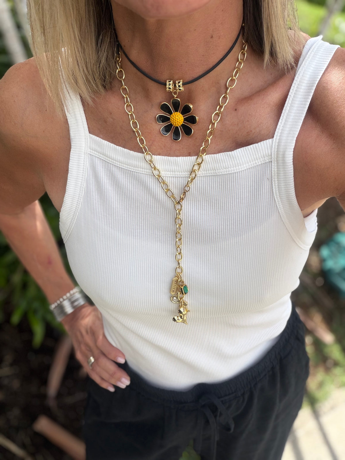 Black Flower Charm