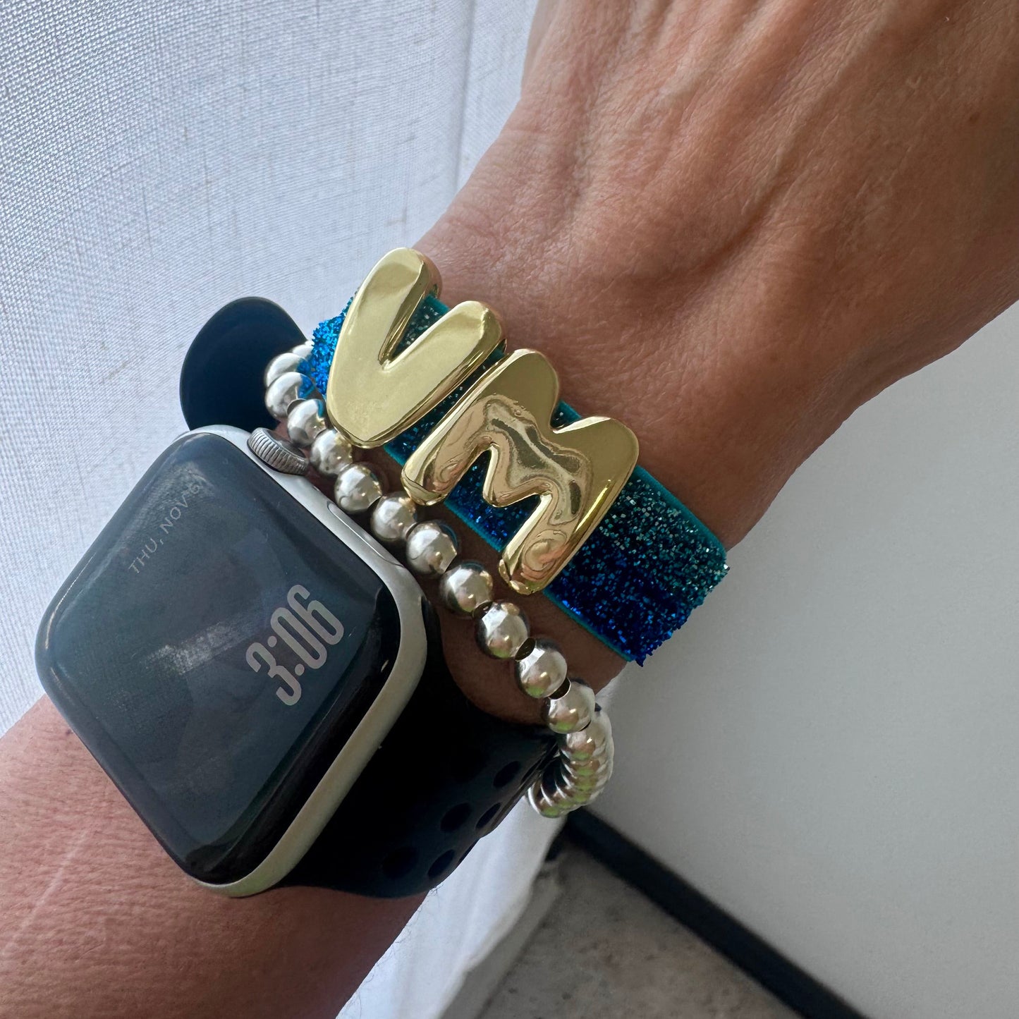 Two Bubbly Initials Bracelet