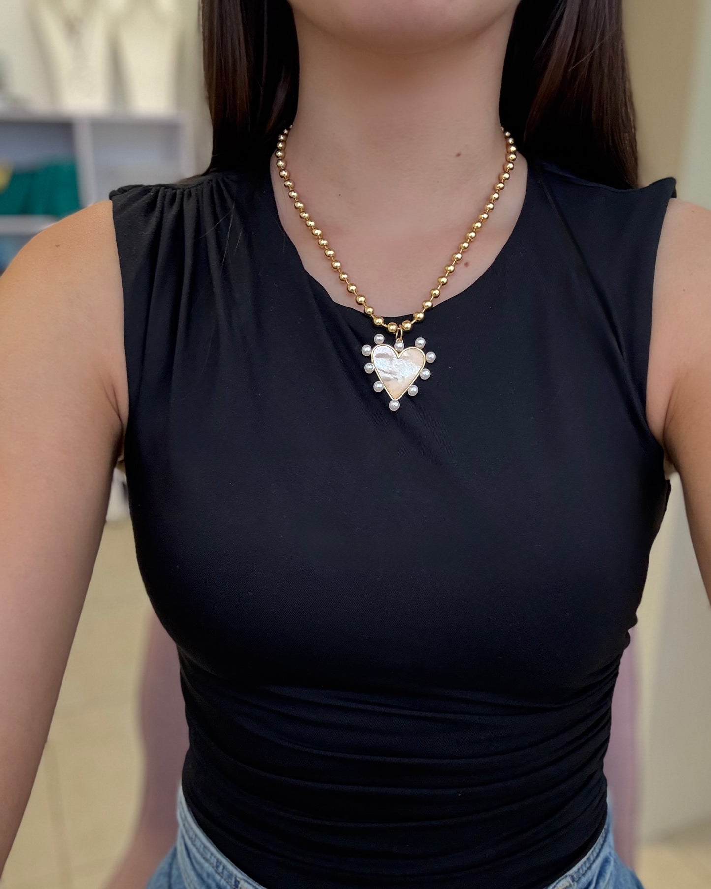 Corazón Perlado Chain