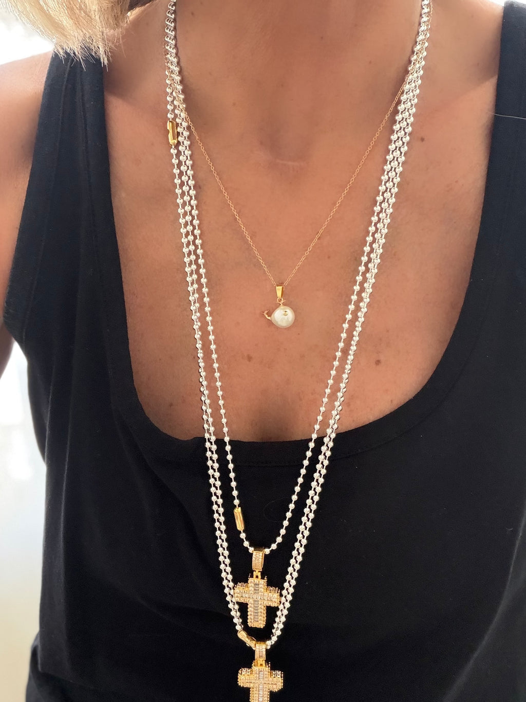 Pearl Whale & Crab Chain