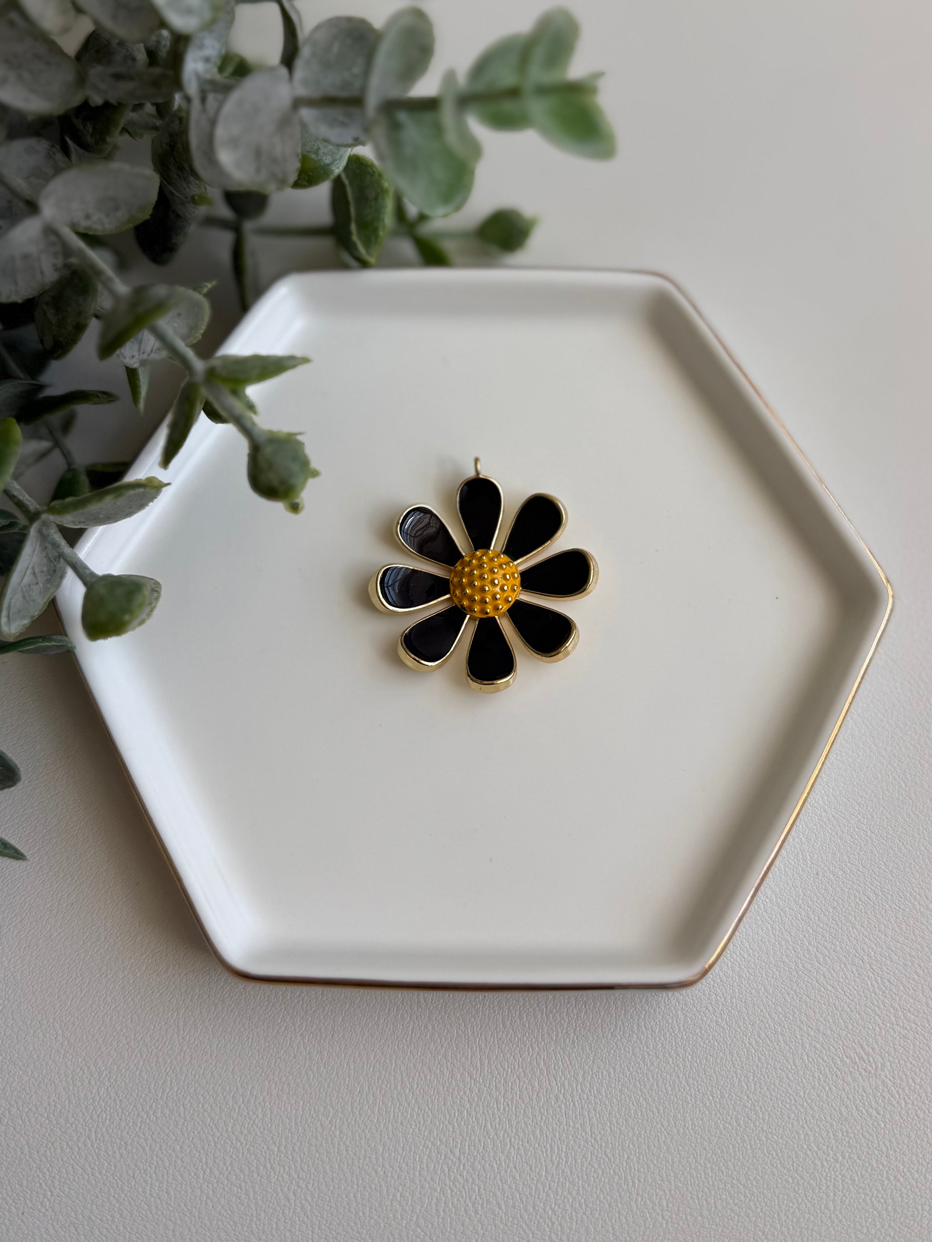 Black Flower Charm