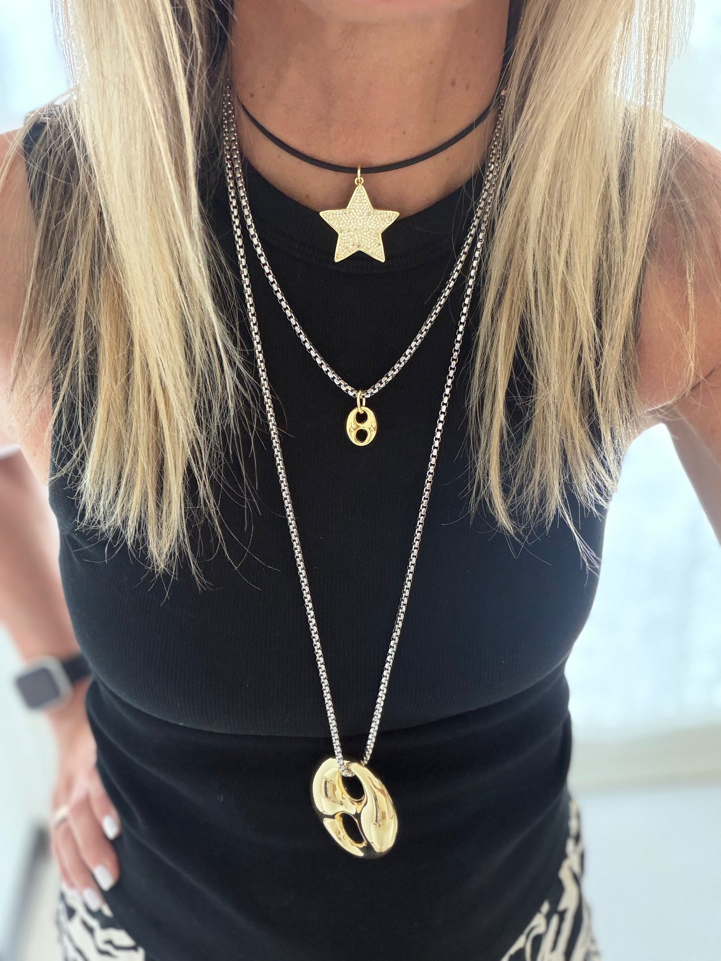 Black & Gold Sparkle Star Charm
