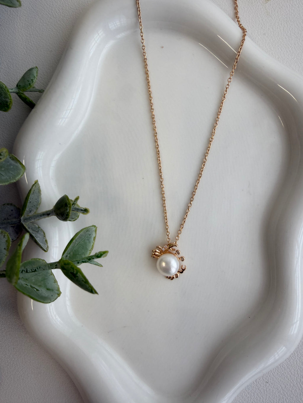 Pearl Whale & Crab Chain