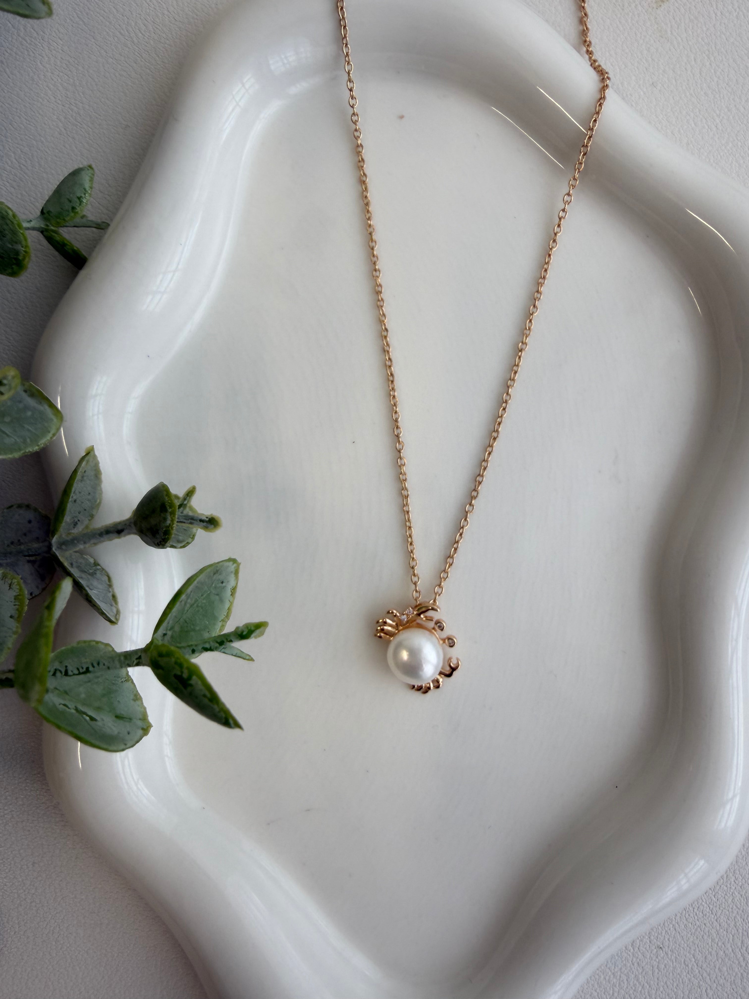 Pearl Whale & Crab Chain
