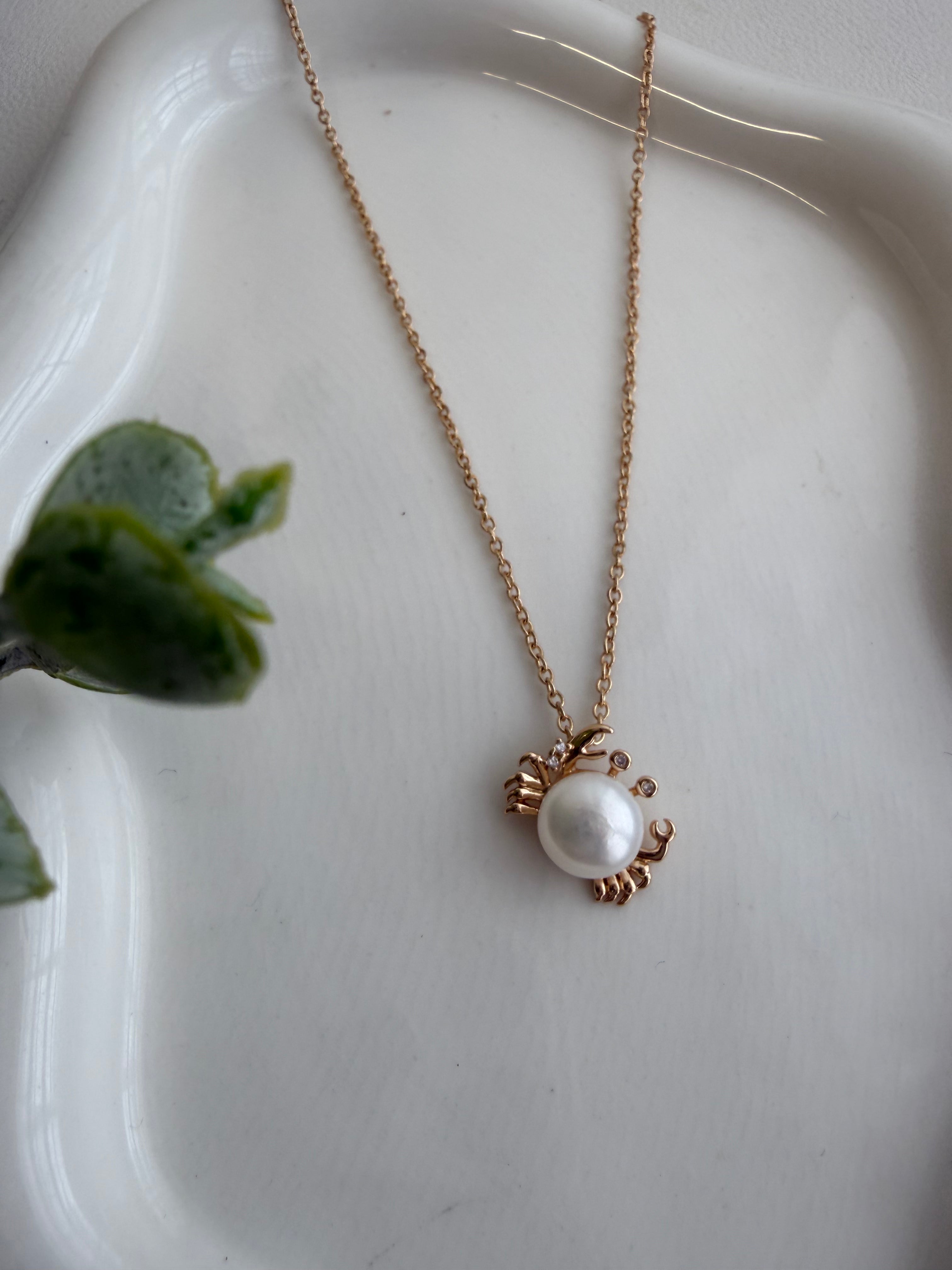 Pearl Whale & Crab Chain