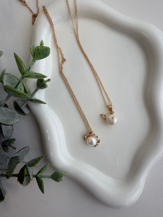 Pearl Whale & Crab Chain