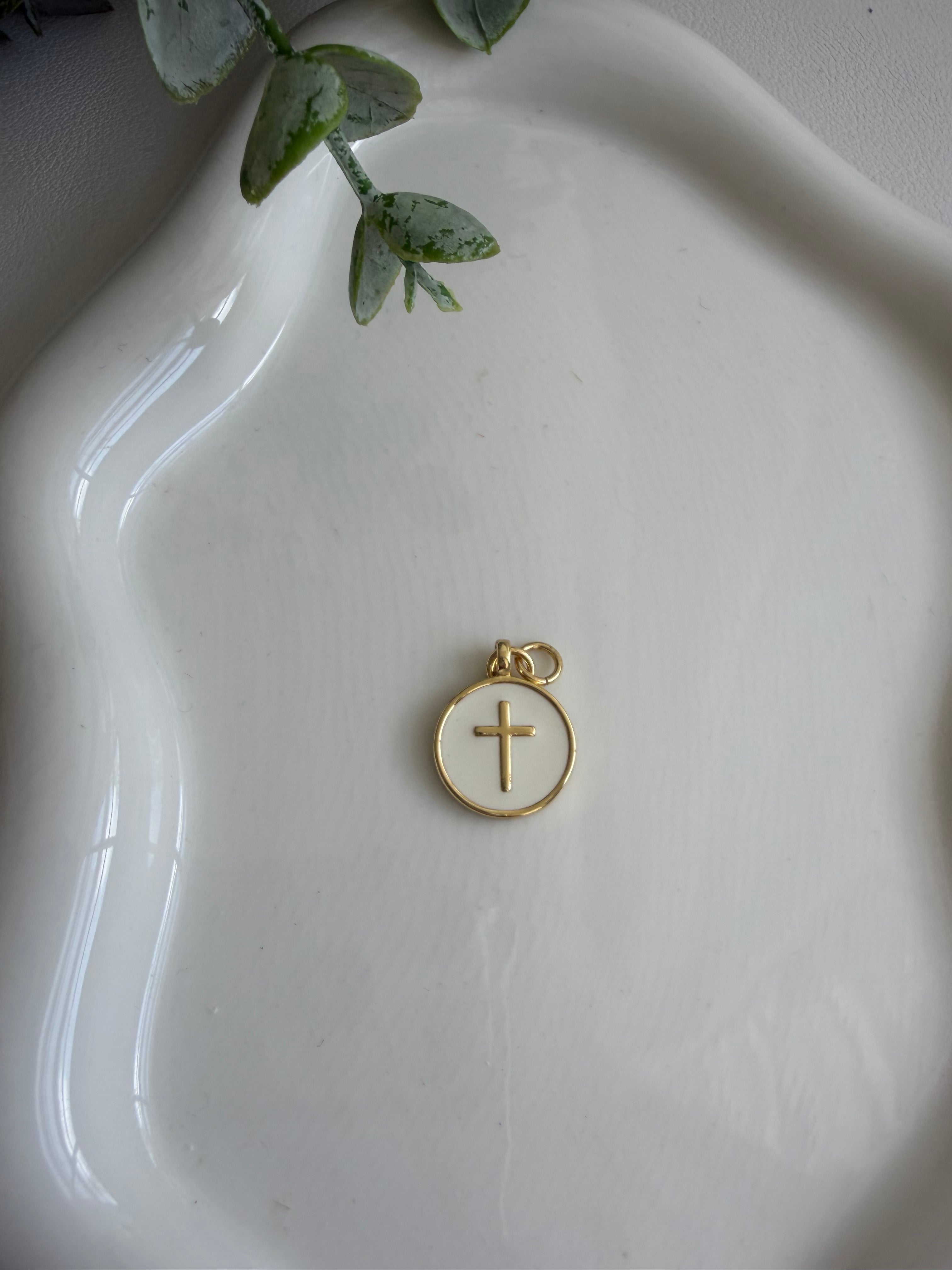 White Cross Charm