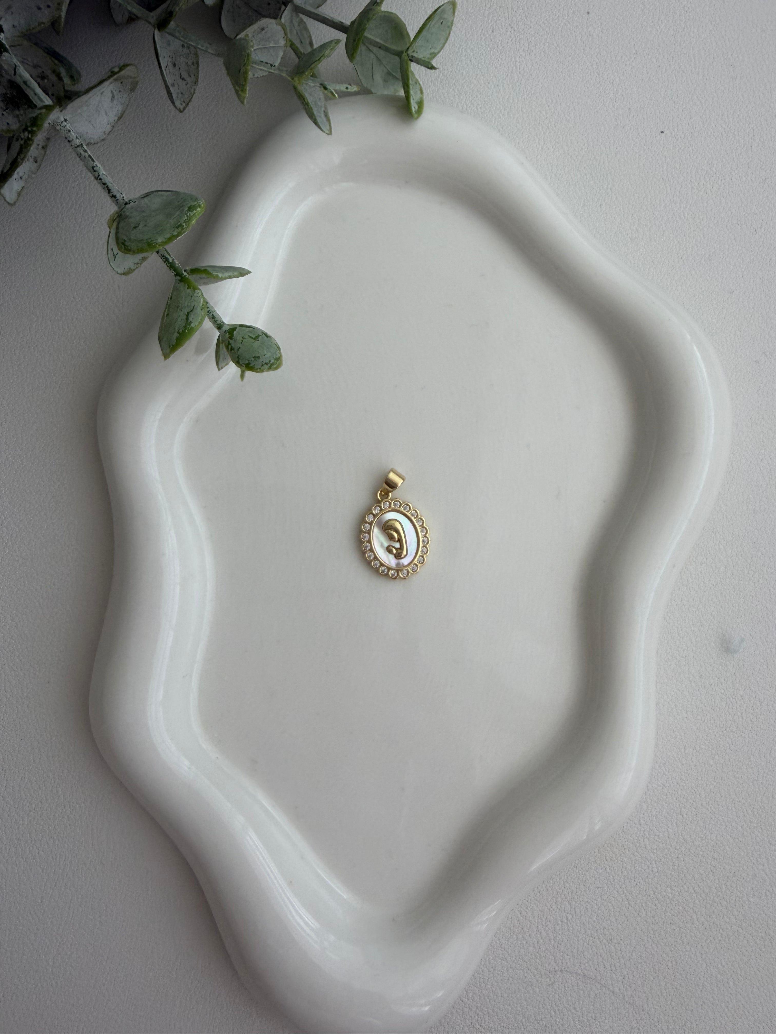 Pearl Virgin Mary Charm