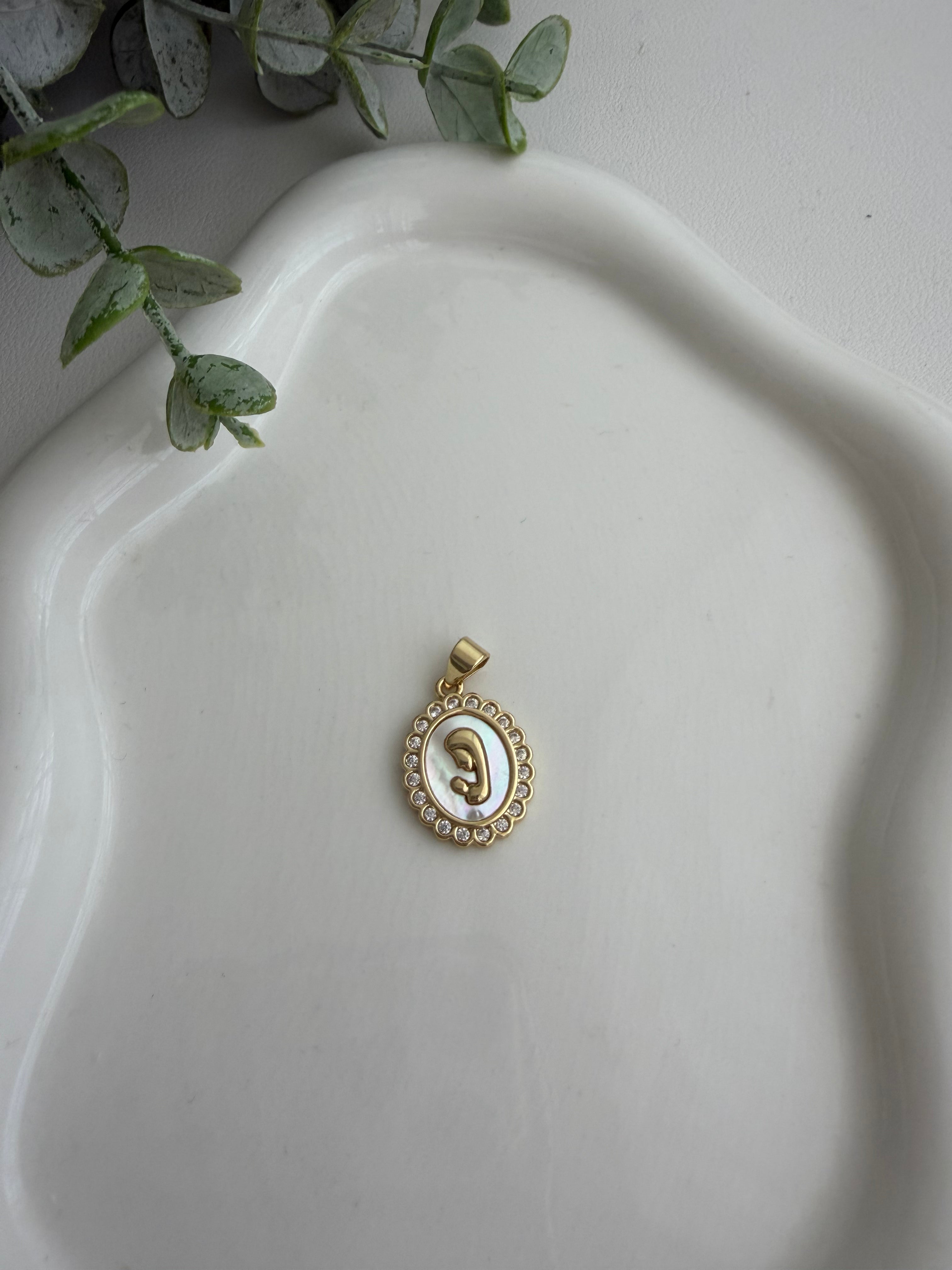 Pearl Virgin Mary Charm